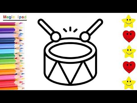 How to draw a DRUM - easy for kids 💓⭐ Como dibujar un TAMBOR - facil para niños