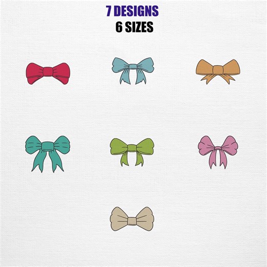 Bow Bundle Embroidery Design | Bow Set Emb (7 Designs 6 Sizes) - Etsy