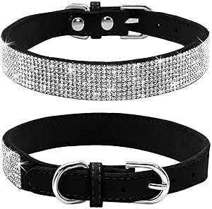 Cute Dog Collar with Bling Rhinestone, Fancy Crystal Diamond Glitter Pretty Jewel Soft Cat Collars for Small Medium Large Breed Dogs Girl Female Pet Puppy Kitten Terrier (XS, Black)