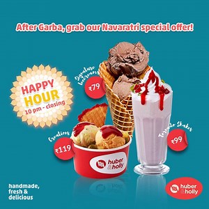 20K views · 336 reactions | Garba ends, our #HappyHour begins! Savour all Signature Ice Creams for ₹79, all Tornado Shakes for ₹99, & all creations for ₹119 through our #NavaratriSpecialOffer. | Huber & Holly | Facebook