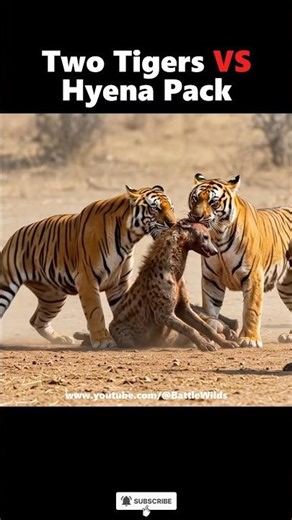 Two Tigers Destroy a Hyena Pack‼️Brutal End #tiger #shocking #hyenas