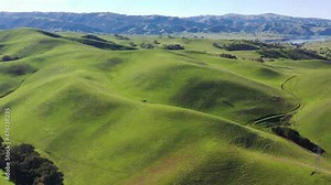 Green grass covers the rolling hills and valleys of the tri-valley area of Northern California, just east of San Francisco Bay. This beautiful region is known for its many vineyards and open space.