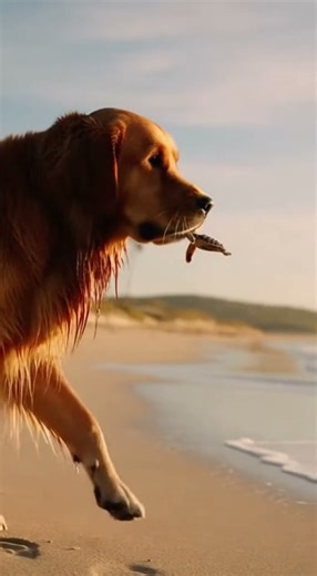 🐶 Hero Dog Saves Baby Sea Turtle from Seagulls! #Hero Dog #Amazing Pets #unbelievable