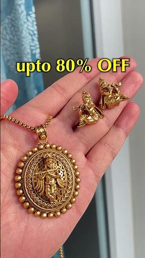 Krishna & Bhakti Together | Designer Gold Plated Pendant Set | Smars Jewelry