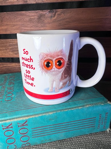 Stress Cat Mug Humor, American Greetings, 90s Vintage