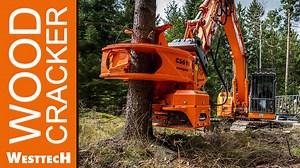Application areas and key facts of the grip saw Woodcracker CS610 compact. The grip saw is mounted to an excavator and has a cutting diametre of 610mm. | Westtech Woodcracker