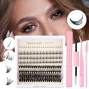 DIY eyelash extension kit 220 pieces, including three styles of lower eyelashes, comic eyelashes, and 30D+40D single cluster eyelashes. Eyelash adhesive for eyelash extension (Kit-30D-40D, 6-16MIX)