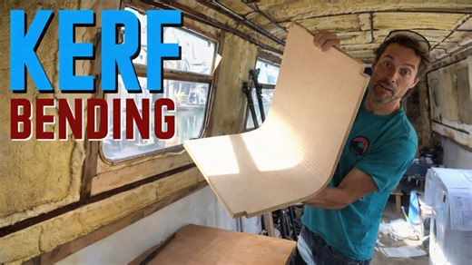 Kerf bending narrowboat galley