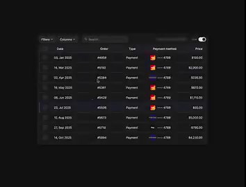 Table dark mode - column resize & dynamic search