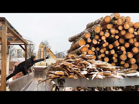 Heavy Duty Log Processing | The Most Brutal Machine for Wood Processing