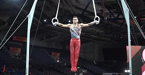 Watch Sam Mikulak on rings at Stuttgart 2019 podium training