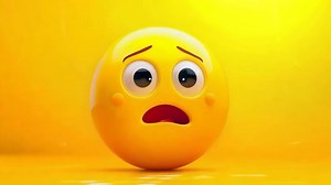 Download A yellow smiley face with a surprised expression on a yellow background for free