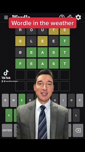 Challenging Weatherman with Wordle: Route, Sleet, Beast, Feast