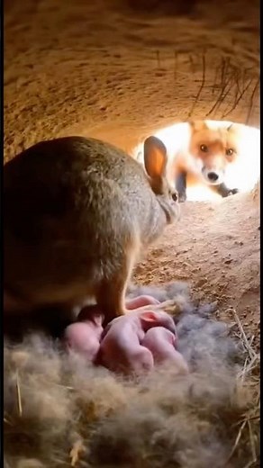 Fox Invades Rabbit Burrow – A Fierce, Realistic Wildlife Scene #wildliferescue #animals #fox #rabbit