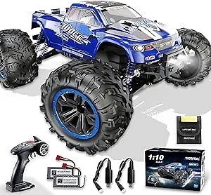 Soyee RC Cars 1:10 Scale RTR 46km/h High Speed Remote Control Car All Terrain Hobby Grade 4WD Off-Road Waterproof Monster Truck Electric Toys for Kids and Adults -1600mAh Batteries x2