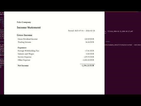 Demo: program for generating financial reports and tax reports on base of bank statement csv batch