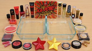 Red vs Gold - Mixing Makeup Eyeshadow Into Slime ASMR Lena Slime - Relaxing Makeup Video for makeup Lovers and for releasing stress. | Lena Slime and Makeup ASMR