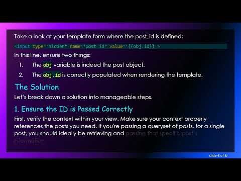 How to Fix Field 'id' Expected a Number but Got '' Error in Django