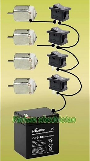4 motor 4 switch connection with 12v battery diagram #shorts