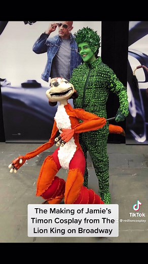 How we made Jamie’s Timon cosplay from The Lion King on Broadway! #cosplay #cosplayer #thelionking #broadway #theatre #costume #craftersoftiktok