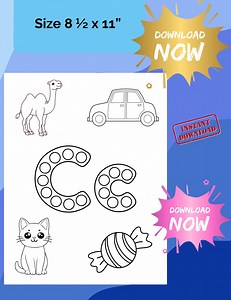 Letter C Dot Marker Worksheet: Preschool Alphabet Activity (PDF Download - Etsy