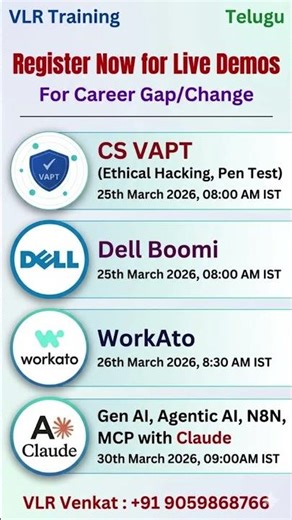 Vapt,Boomi,Workato,Genai demo schedules in telugu