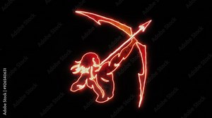 Archer Warrior Animated Neon Logo - Loop - Overlay Graphic Element