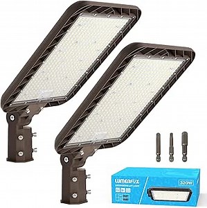 Upgrade 320W LED Parking Lot Light, 48000LM LED Pole Light with Dusk to Dawn Photocell, 5000K Daylight, IP65 Waterproof Die-Cast Aluminum, LED Parking Lot Light Pole Mount for Parking Lots, 2 Pack