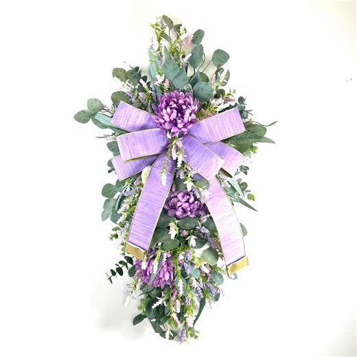 Purple Lavender Wreath, Spring Eucalyptus Wreath, , Everyday Swag, Easter Door Decor - Etsy