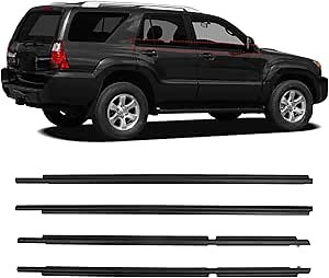 RANSOTO Window Seal & Weather Strip Kit for Toyota 4Runner 2003-2009 - OEM 68161-35060, 68162-35060 Replacement, Extreme Temperature Resistant, Wind Noise Reduction Window Trim Molding