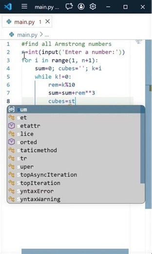 find all Armstrong numbers #python #pythontutorial #programming #coding