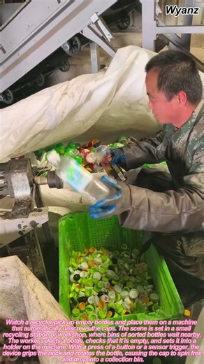 How Bottle Cap Removal Works: Recycler Using Automatic Machine Step-by-Step