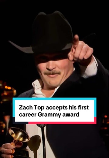 Zach Top gives an acceptance speech after winning the Grammy for Best Traditional Country Album. #ZachTop #Grammys