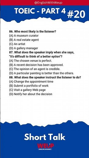 TOEIC Listening Part 4 No.20 | Real Short Talk | Test Your Listening