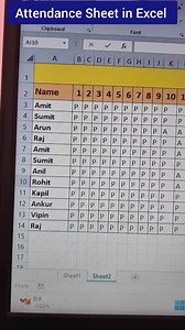 15K views · 275 reactions | Attendance Sheet in Excel ll Excel Tips Tricks ll Excel shortcut Keys ll Computer Shortcut Keys #reels #Excel #india #fb | Computer Tech | Facebook