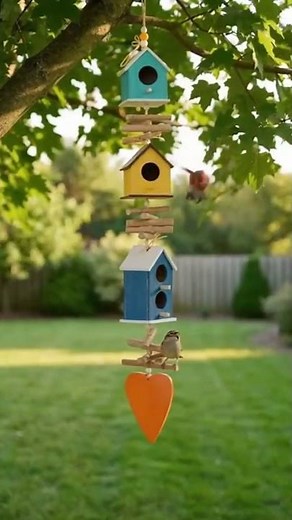 Hanging Colourful Birdhouse Bird Feeder Outdoor