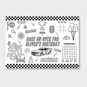 Editable Race Car Activity & Coloring Page, Two Fast Racing Party Placemat, Printable Talladega Nights Party, Nascar Party, Digital Download - Etsy