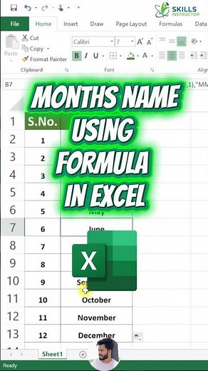 Add 12 Months Name using text function #excel #explore #exceltips #mstechtricks #dataentry #shorts