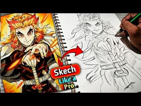 How to Draw Rengoku step by step 🔥 |Rengoku Drawing Tutorial for Beginners