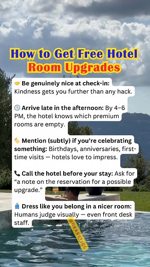How to Get FREE Hotel Room Upgrades ✨🏨 #TravelHacks #HotelSecrets #UpgradeTricks #BudgetTravel #InsiderTips #hotel #hotellife #hotelroom #everyoneactive | Gravetics