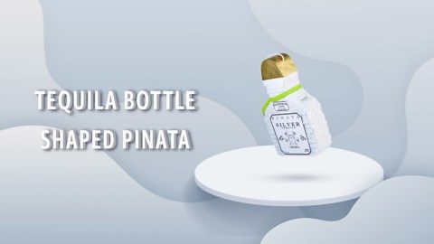 White Tequila Bottle Piñata with Stick - 17.5" x 10.5" x 3.5" Perfect for Party Decorations, Photo Prop, Birthday, Funny Anniversary, 21 birthday - Fits candy/favors