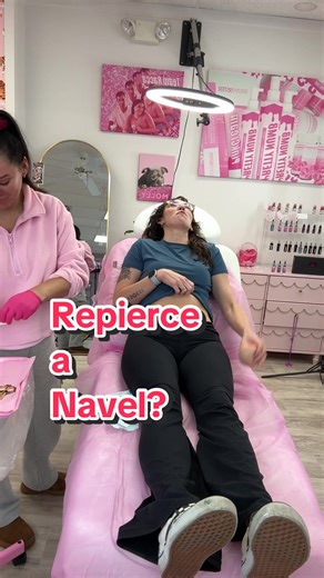Repiercing a closed navel! Yeah—- we can pop it back in! #piercingtok | navel pierced