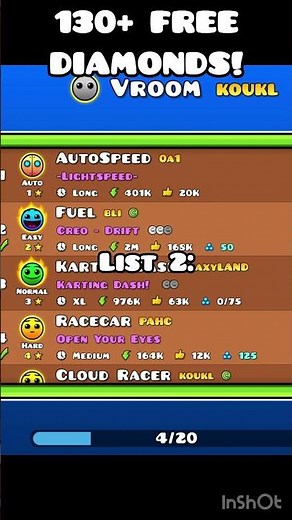 Another 130+ FREE DIAMONDS! (Easiest lists in GD) #geometrydash #gd #shorts