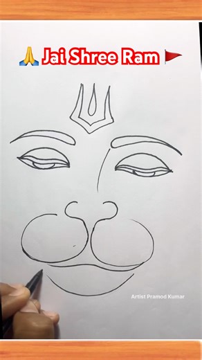 Quick simple and easy Drawing of lord Hanuman face || Hanuman ji drawing for beginners/ Bajrangbali