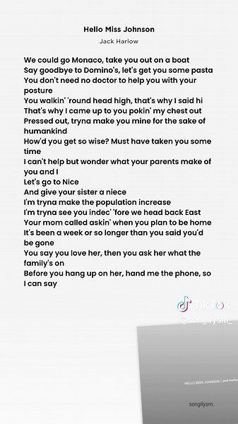 Hello Miss Johnson Lyrics by Jack Harlow