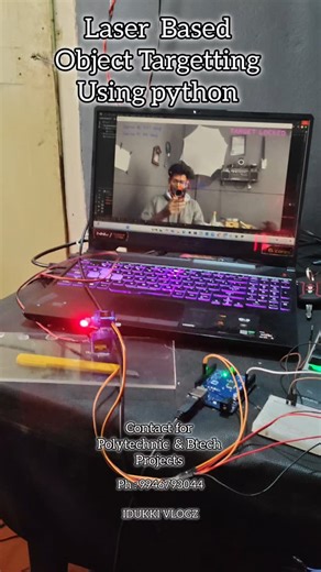 Emil Shaji on Instagram: "Laser based human / object tracking using python and arduino serial by x and y axis servo motor #pythonprogramming #lasertechnology #objecttargetting #computervison #machinelearning #automation #robotics #laserautomation #pythonprojects #innovation #lasertracking #pythonrobotics #laserguided #techreels #innovationnation #futuretech #automationsolutions #arduinoprojects #arduino #arduinodiy #servomotor #target #laser"