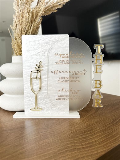 Bar Menu Sign, Wedding Menu Sign, Acrylic Bar Sign, Signature Drink Sign, Weddings Signs, Events Deco, Custom Wedding Signs - Etsy