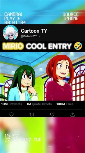 MIRIO COOL ENTRY 😂🤣 |#anime #myheroacademia #mha #shorts