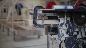 Plank of timber moving through a circular saw - Free Stock Video