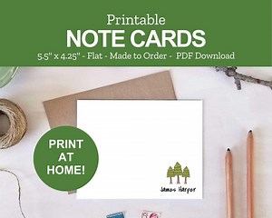 Printable Pine Tree Note Cards - Personalized Camp Stationery Gifts - Print at Home PDF - Etsy UK